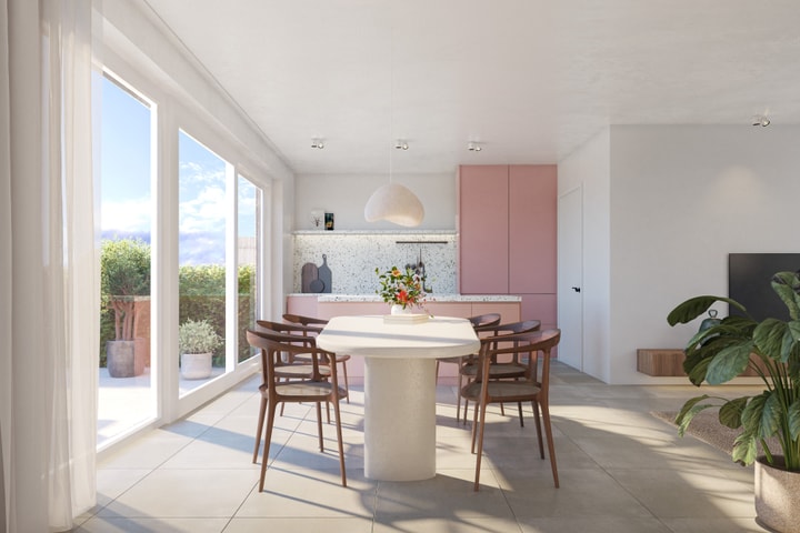 Bostoen Herzele GroeneMeer energiezuinige gezinswoningen render interieur keuken