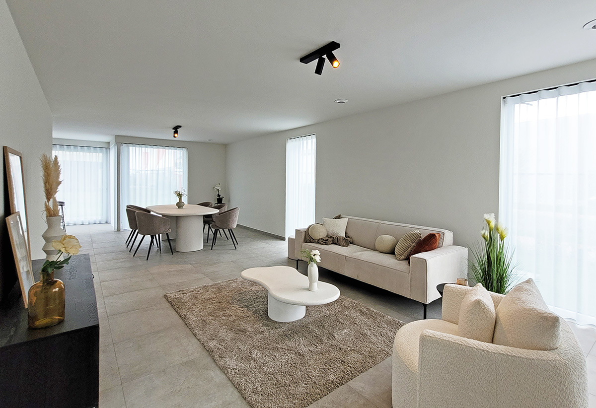 Bostoen RivaHof Dentergem stijlvolle kijkwoning leefruimte