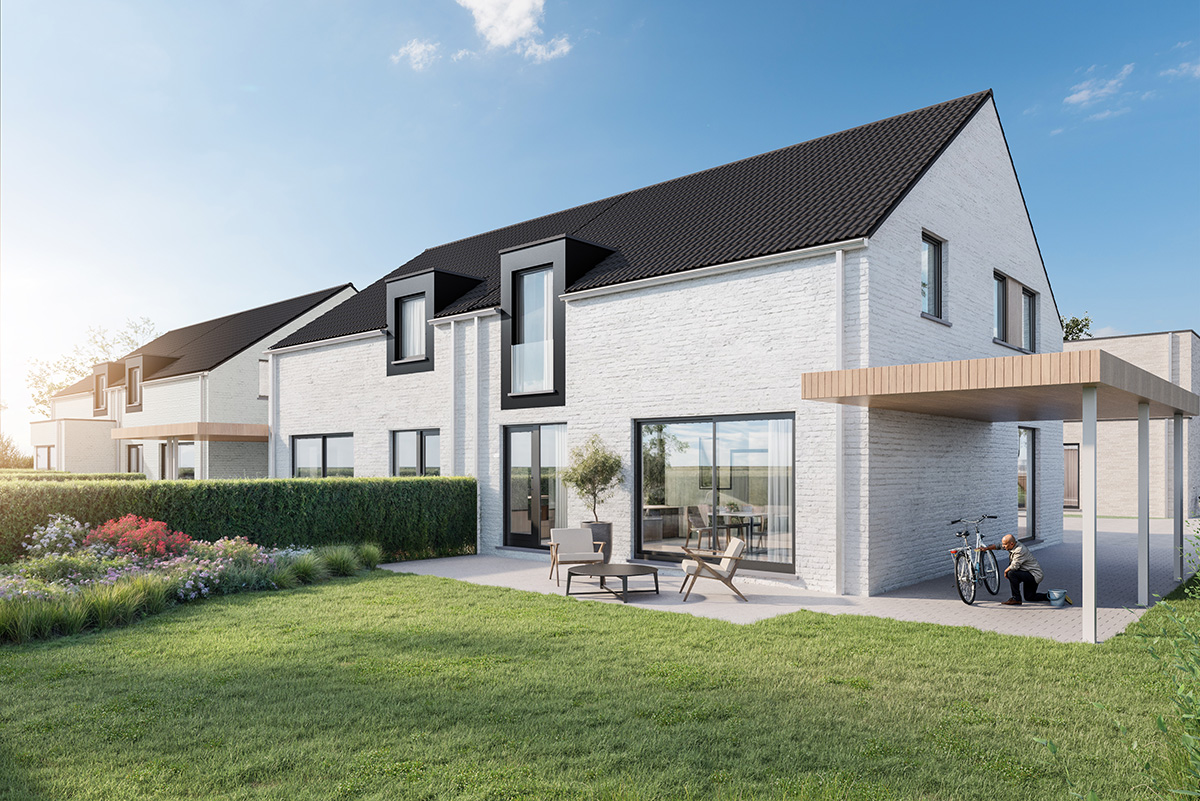 Bostoen Energiezuinige gezinswoningen Dentergem RivaHof Tuin